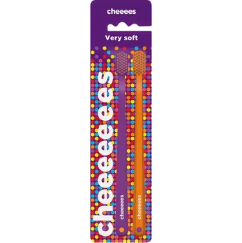 Zubní kartáček Herbai CHEEEES Zubní kartáčky s velmi jemnými vlákny - fialový & oranžový Jemný kartáček pro šetrnou péči o zuby a dásně