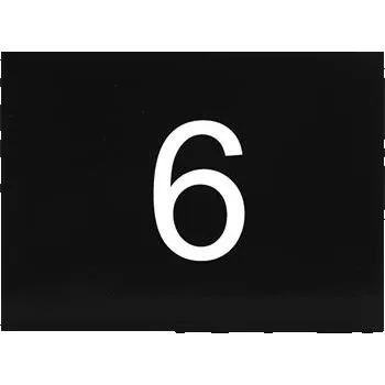 Samolepicí štítek s číslem, 40 x 30 mm, číslo 6, plast černý lesklý