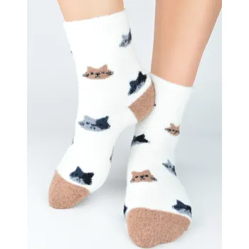 Dámské ponožky Ponožky dámské, dárkové, chlupaté, nadýchané plné KOČEK, vel. 36-41 bílá 36-41 Bílá