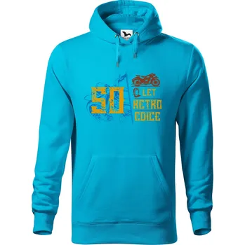 Pánská mikina DOBRÝ TRIKO Pánská mikina s potiskem Retro edice motorka Velikost pánské mikiny: 3XL, Barva: Tyrkysová