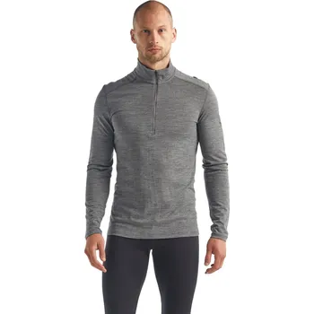 Pánské merino tričko s dlouhým rukávem ICEBREAKER Mens 200 Oasis LS Half Zip, Gritstone Heather velikost: S