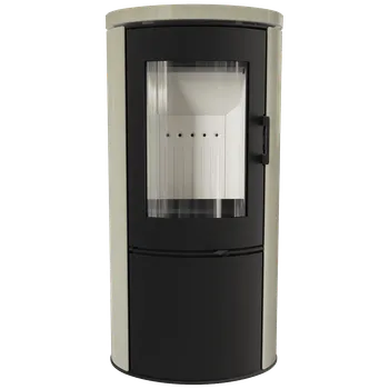 Ocelová kamna na dřevo KRATKI AB S/DR ECO 5,5 kW, průměr 150 creme dekorativní obložení KOZA/AB/S/DR/ECO/CREMA