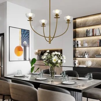 Alora Mood ALM-SYLVIA4-BG-CL - Lustr na tyči SYLVIA 4xE14/40W/230V zlatá