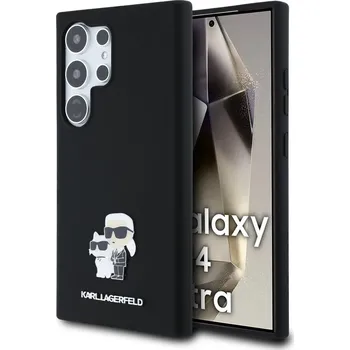 Pouzdro na mobilní telefon Zadní kryt Karl Lagerfeld Liquid Silicone Metal Karl and Choupette pro Samsung Galaxy S24 Ultra Black