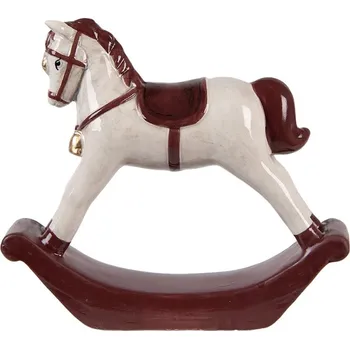 Bytová dekorace Béžovo-hnědá keramická dekorace houpací koník ChrisMs - 15*4*14 cm