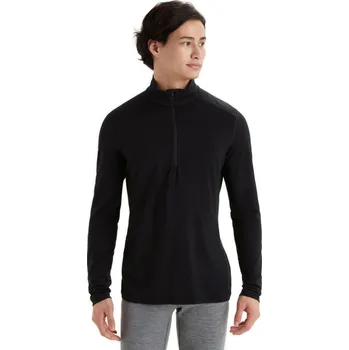 Pánské tričko Pánské merino tričko s dlouhým rukávem ICEBREAKER Mens 200 Oasis LS Half Zip, Black velikost: XS