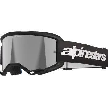 Motocyklové brýle Motokrosové / enduro brýle ALPINESTARS VISION 3 WORDMARK ČERNÉ 5103225-1456 se zrcadlovým objektivem (ventilační dvouvrstvá obličejová pěna, přinášejí skvělé funkce za dostupnější cenu)