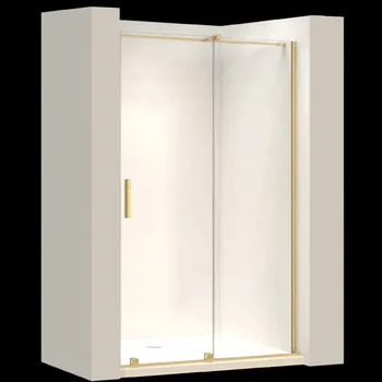 Sprchové dveře Jednokřídlé posuvné sprchové dveře REA MONTANA 120 cm pro instalaci do niky, zlaté kartáčované/transparent - bez vaničky
