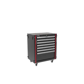 Integrovaný zásuvkový díl na kolečkách pod sůl - 7 zásuvek LV8 EQM7K.7605 s dřevěnou vrchní deskou odolnou proti olejům černý