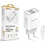 ALIGATOR Chytrá síťová nabíječka 2,4A, 2xUSB, smart IC, bílá, USB-C kabel CHA0043
