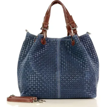 Kabelka GENUINE LEATHER Italská kožená taška MAZZINI GIULIA; modrá