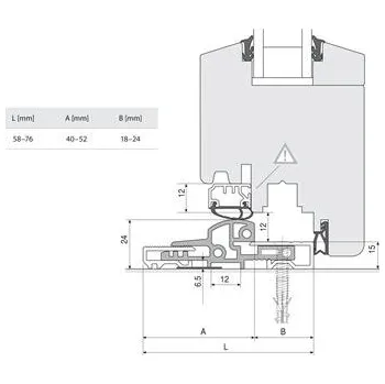 Těsnění pro dveřní práh Transit 58 - 76, 2500 mm, stříbrný elox