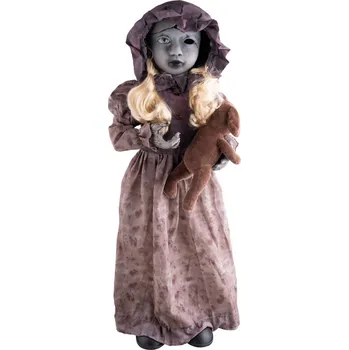 Party dekorace Halloween panenka s rotující hlavou, 95 cm