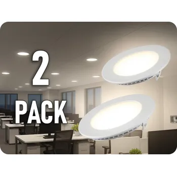 LED panel LED vestavný panel s napájecím zdrojem, 18W, 1400lm, kulatý/2-PACK! Neutrální bílá