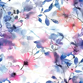 Úplet, Modrorůžové kvítky na bílé (E) (Top kvalitní úplet Bella digitisk)