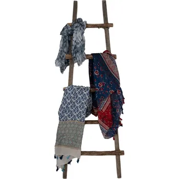 Držák na ručník Hnědý dřevěný věšák na ručníky žebřík Ladde - 50*8*140 cm