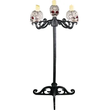 Party dekorace Halloween svítící svícen z lebek