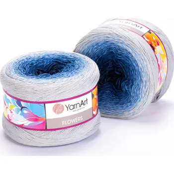 Yarn Art příze Flowers 271 tmavě a světle modrá, šedá