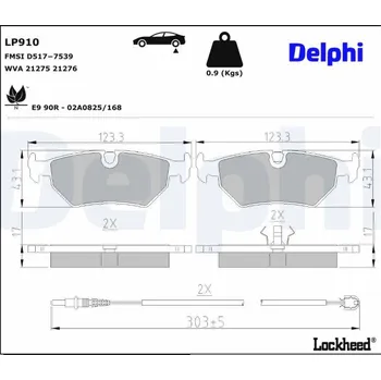 Autodíl Sada brzdových destiček, kotoučová brzda DELPHI LP910