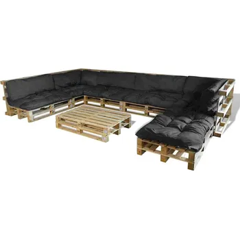 Polštář vidaXL Polstrovaný pohovkový polštář 13 pcs Černá 120 x 80 x 10 cm