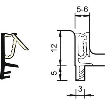 Křídlové falcové těsnění SP 7603, plast grafitově šedý ( role = 150m )