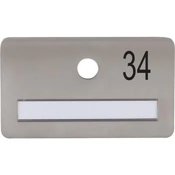 Dveřní kování SOLIDO dveřní jmenovka bez kukátka, otvor o 14, nerez satinovaný, gravír. č. 34