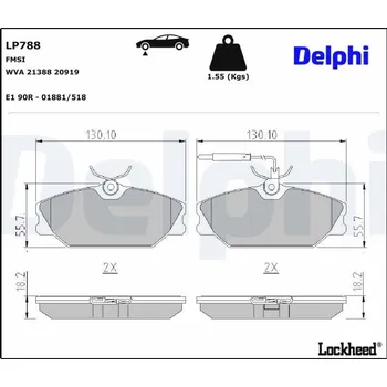 Brzdový systém Sada brzdových destiček, kotoučová brzda DELPHI LP788
