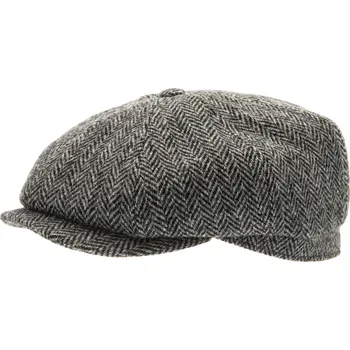Čepice CTH Ericsson of Sweden Vlněná tvídová bekovka 8-panel od CTH Ericson - Alan Harris Tweed Black Velikost: 62 cm