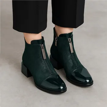 Dámské sandále Dámské zelené kotníkové boty s lakovanou špičkou Epica Velikost: 39