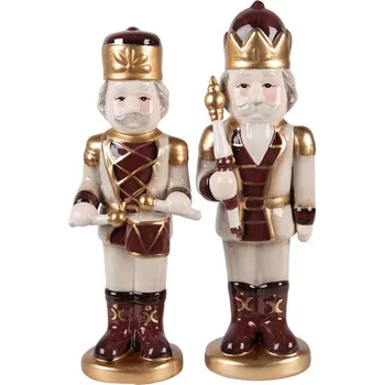 Vánoce Béžová keramická dekorace Louskáček ChrisMs - 8*8*25 cm