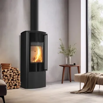 Volně stojící ocelový sporák KOZA KRATKI AB ENYO R 5,5 kW, průměr 100/150 KOZA/AB/ENYO/R