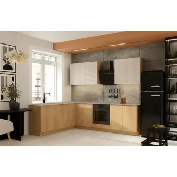 Kuchyňská linka Artstolk Rohová kuchyňská linka SOFIA C | dub cremona/béžová 200-260 cm Provedení: bez pracovní desky