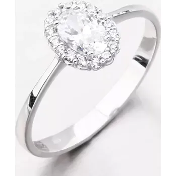 Šperk Dámský prsten bílé zlato 585 zirkon 11R-352 velikost 53