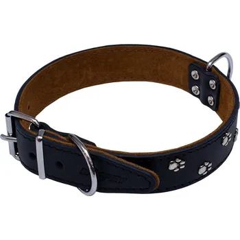 Obojek pro psa BAFPET Kožené obojky zdobené tlapkami BONNY Barva: Černá, Rozměr: 30mm x 50cm /37-46/ 07140T
