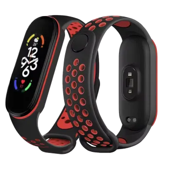 Příslušenství k chytrým hodinkám Mi Band 7 sportovní silikonový náhradní řemínek Nike Watch: 26 Černá/Červená