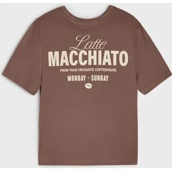 Sinsay - Tričko s nápisem na zádech - hnědá - 526FG-84X - 526FG-84X-XXL