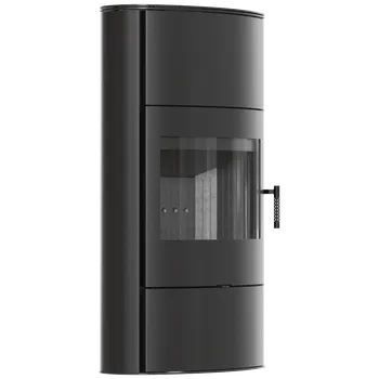 Krbová kamna Ocelová kamna na dřevo AB/S/2/ROLLO Vysoká 10 kW, průměr 150 černá Thermotec KOZA/AB/S/2/ROLLO/W/BLACK