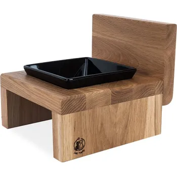 Miska pro psa Svět Tlapky Stojánek na 1 keramickou misku pro psa HARRY PLUS Dřevina nebo odstín: Buk (dřevo), Miska (rozměry): miska 14 x 14cm (20 x 20cm), Výška: 10cm (malé plemeno)