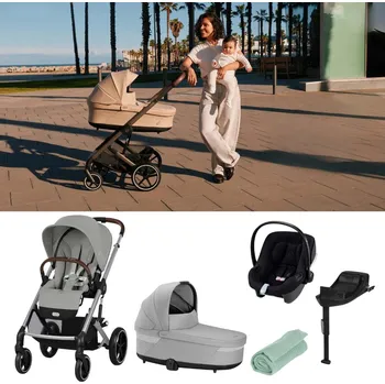 Kočárek CYBEX Výhodný set Balios Stone Grey + Lůžko + Autosedačka se základnou