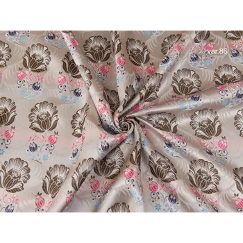 HEDVA ČESKÝ BROKÁT Ondrin 160 krojový brokát RŮŽE S LÍSTKY cappuccino | 86