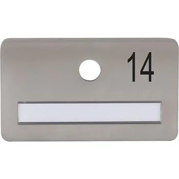 Dveřní kování SOLIDO dveřní jmenovka bez kukátka, otvor o 14, nerez satinovaný, gravír. č. 14