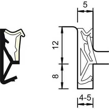 DEVENTER okenní falcové těsnění SP 125, plast grafitově šedý ( role = 150m )