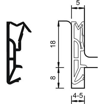 Těsnění pro vchodové dveře SV 185, plast bílý (100m)