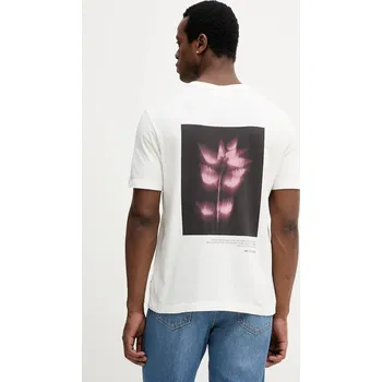 Pánské tričko Bavlněné tričko Marc O'Polo pánské, béžová barva, s potiskem, 5000007146 01X, vel. M