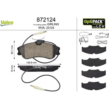 Brzdová destička Sada brzdových destiček, kotoučová brzda VALEO 872124