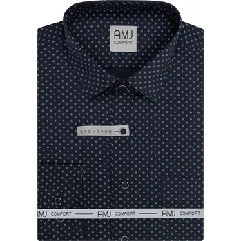 Pánská košile Pánská košile AMJ bavlněná, černá květovaná VDSB1467, dlouhý rukáv, slim fit, vel. 37
