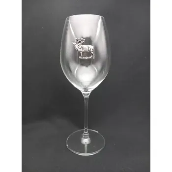 Sklenice Sklenice na víno s kovovou plaketou JELEN * (DOPRODEJ - 1 kus)