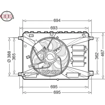Chladič motoru Větrák, chlazení motoru DENSO DER10010