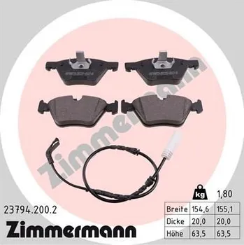 Brzdová destička Sada brzdových destiček, kotoučová brzda ZIMMERMANN 23794.200.2