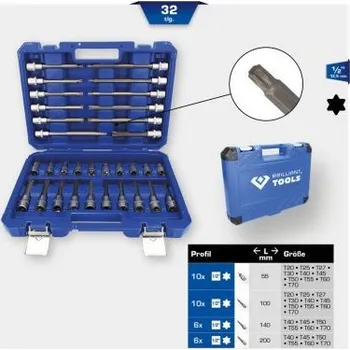 Ruční nářadí Brilliant Tools BT022532 Souprava nástrčných klíčů 1/2", 32dílná, Torx